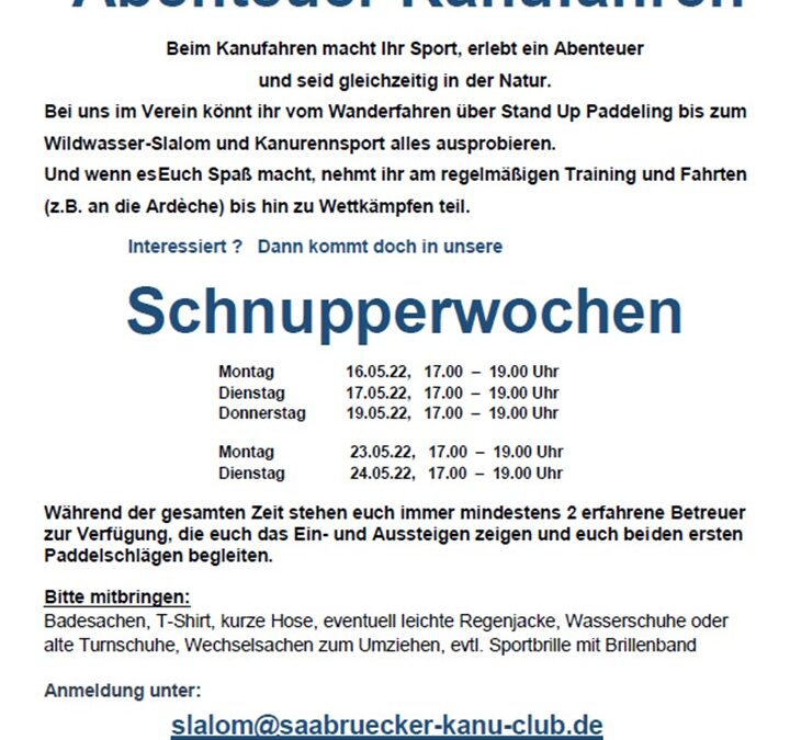 Kanu Slalom Schnupperwoche